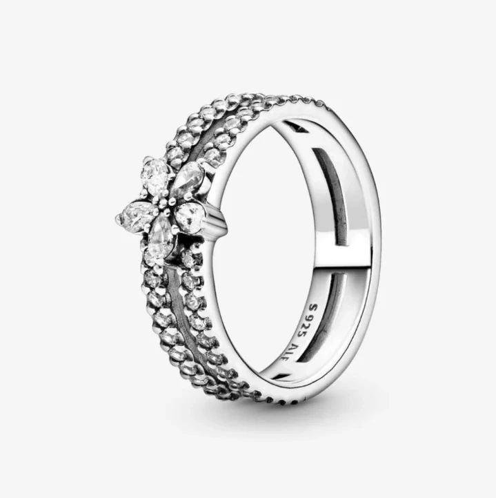 Anillo Copo de Nieve Brillante Doble 