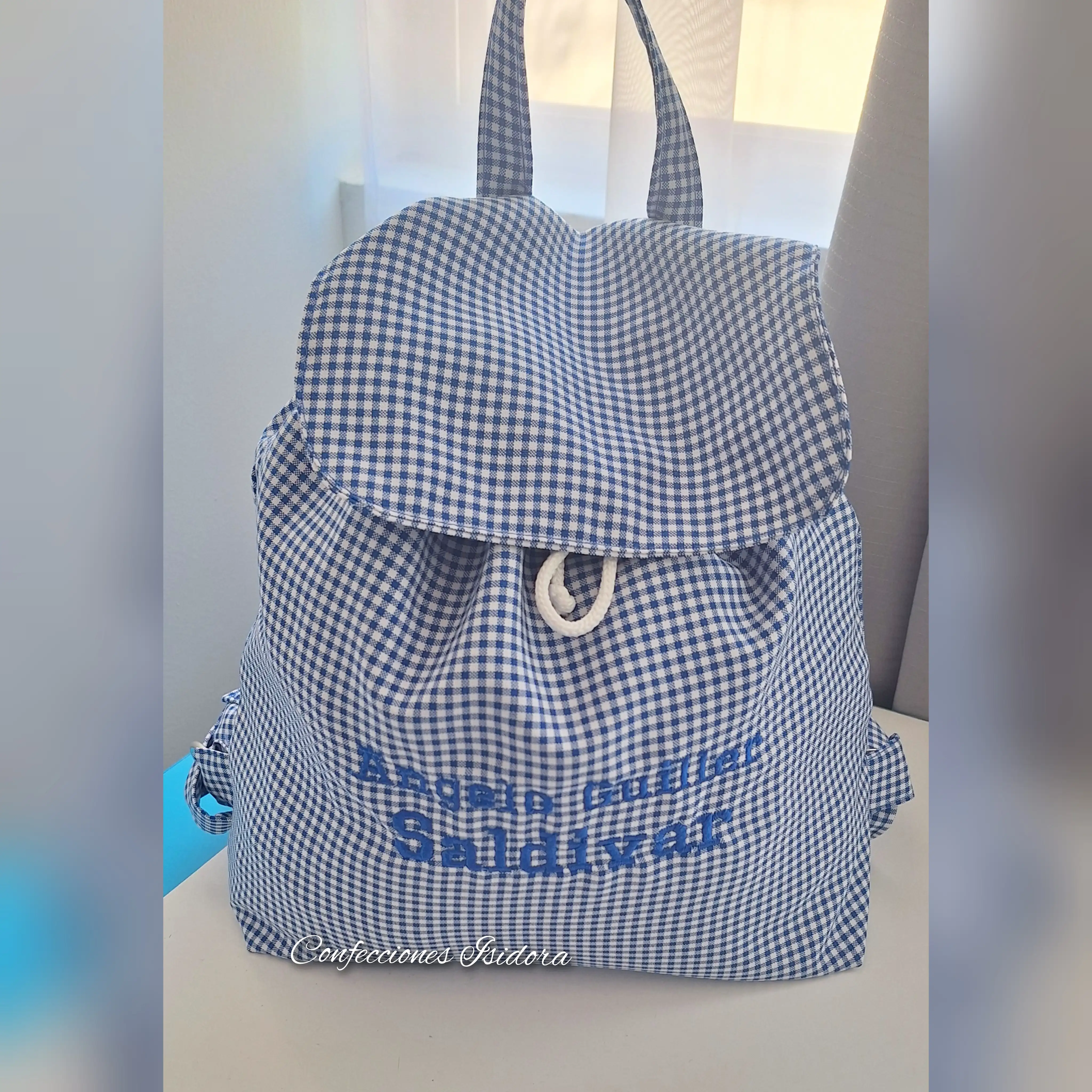 Mochila cuadrille con nombre