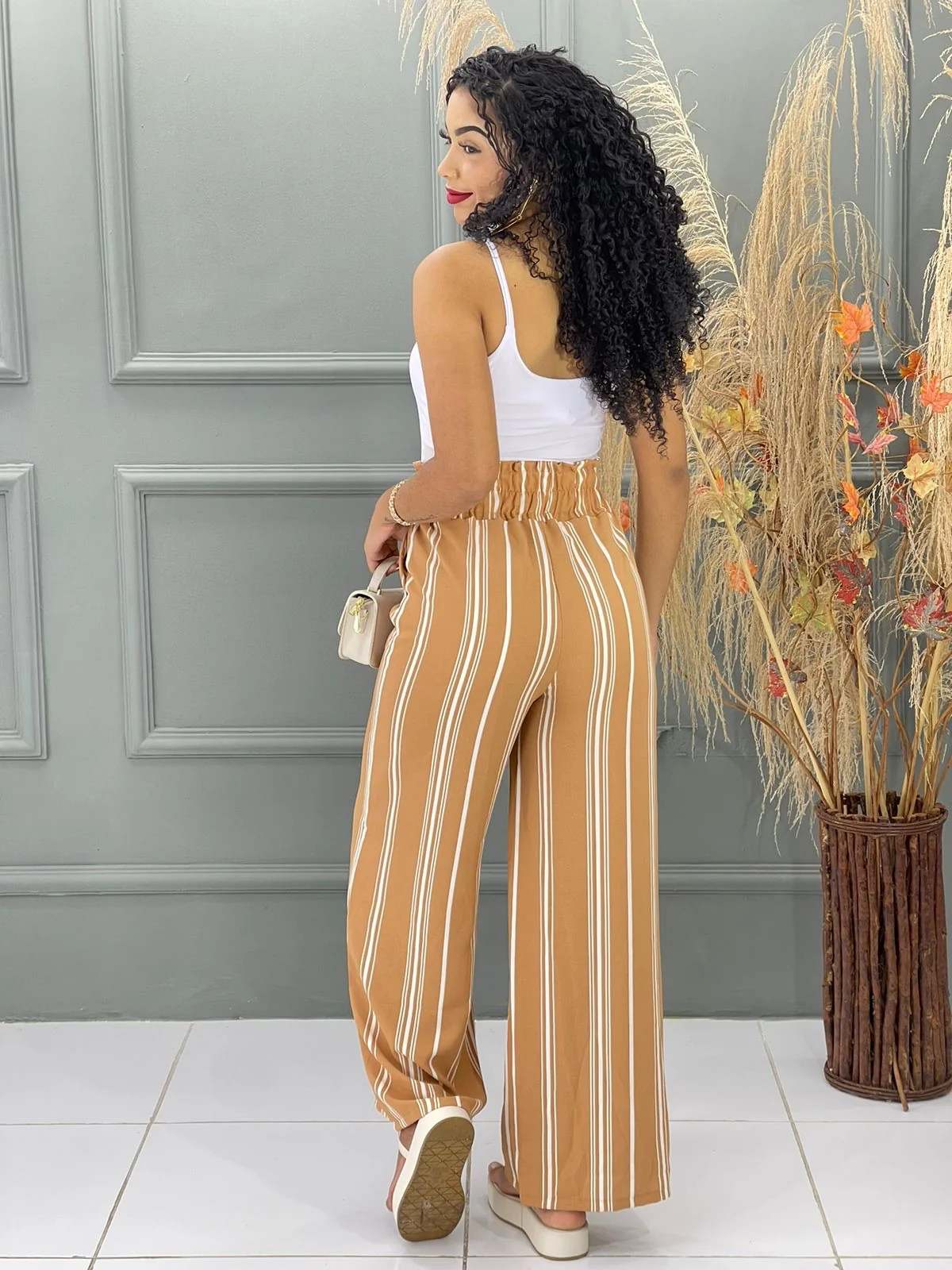 Calça pantalona listrada 7