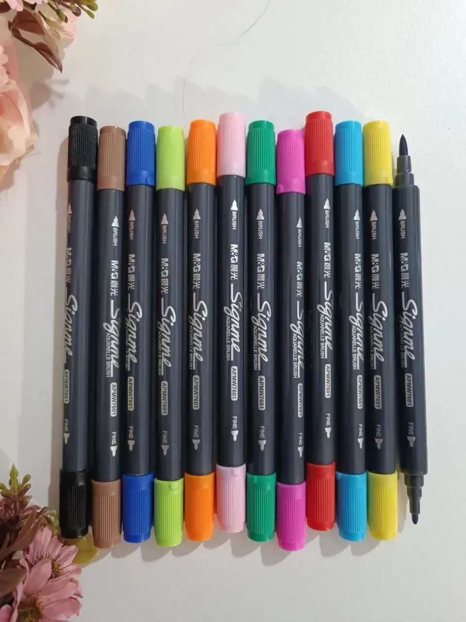 Marcador doble punta Signme. 12 colores
