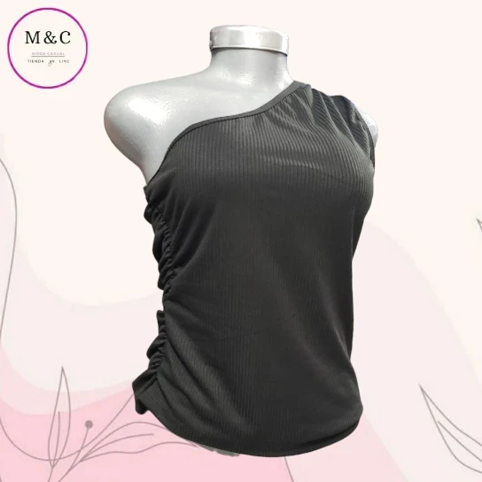 Blusa rib de un solo hombro 2