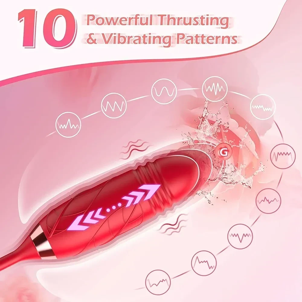 Vibrador Dual Rosa "Thrusting & Suction" 3