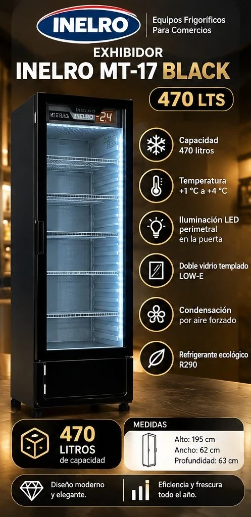EXHIBIDOR INELRO MT-17 BLACK 470 LTS *CONSULTAR DISPONIBILIDAD CON EL VENDEDOR*