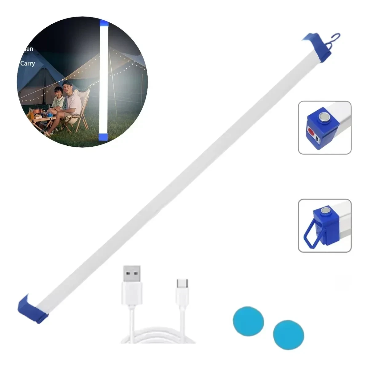 Lámpara Emergencia 72cm Barra Luz LED Recargable