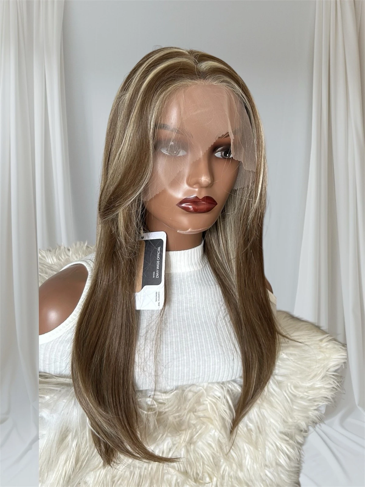 Peluca semi natural de 24 pulgadas, frontal lace 13x4 2