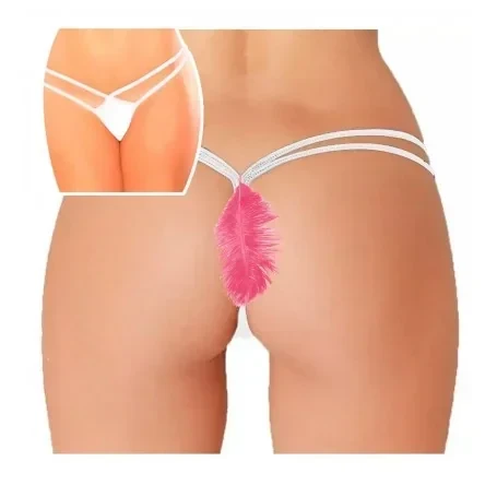 Micro Tanga Blanca con Pluma Pasionel