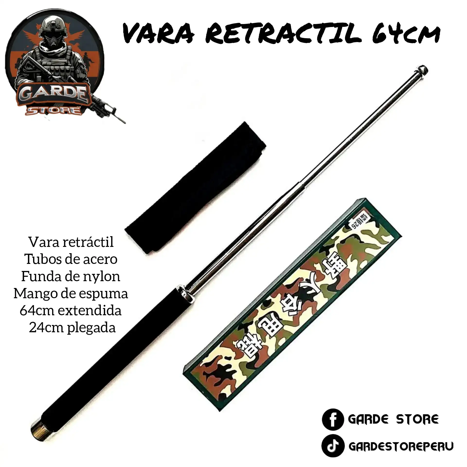 Vara retractil cromada 64cm.