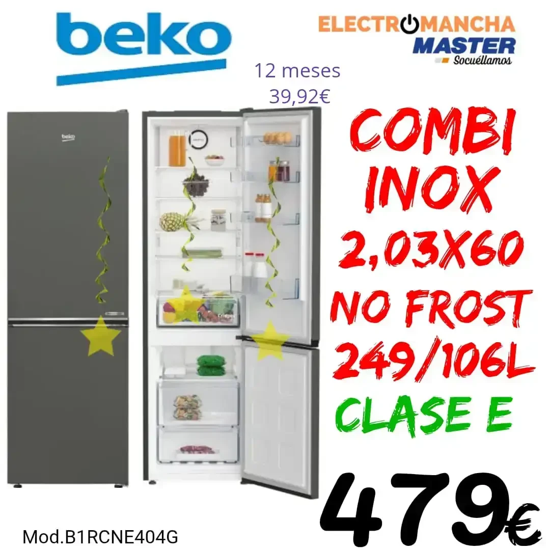 FRIGO COMBI BEKO MOD. B1RCNE404G INOX 2,03*60