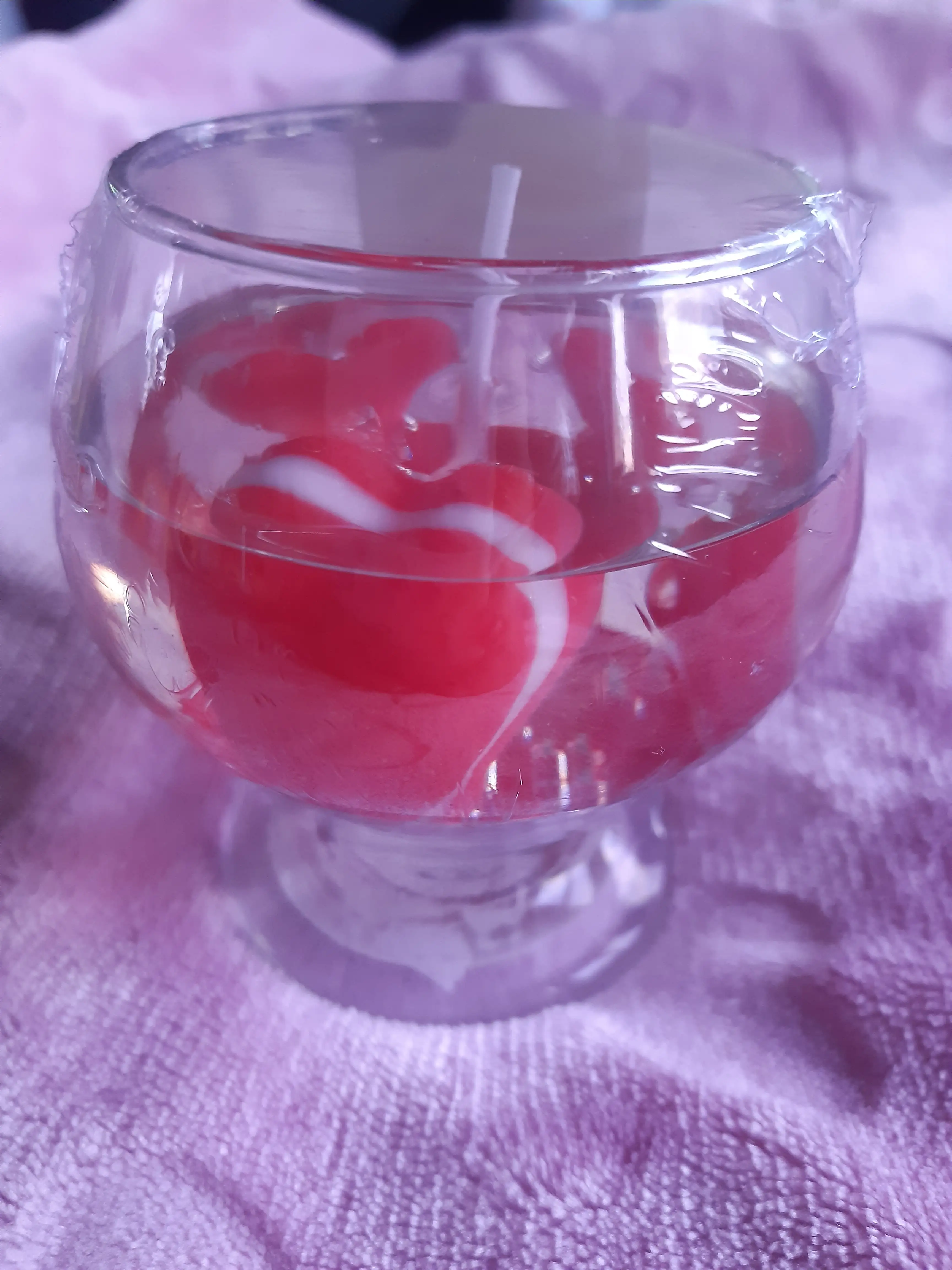 Vela de gel corazones rojos