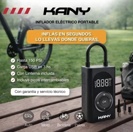 INFLADOR ELECTRICO PORTATIL KANY P150 150PSI
