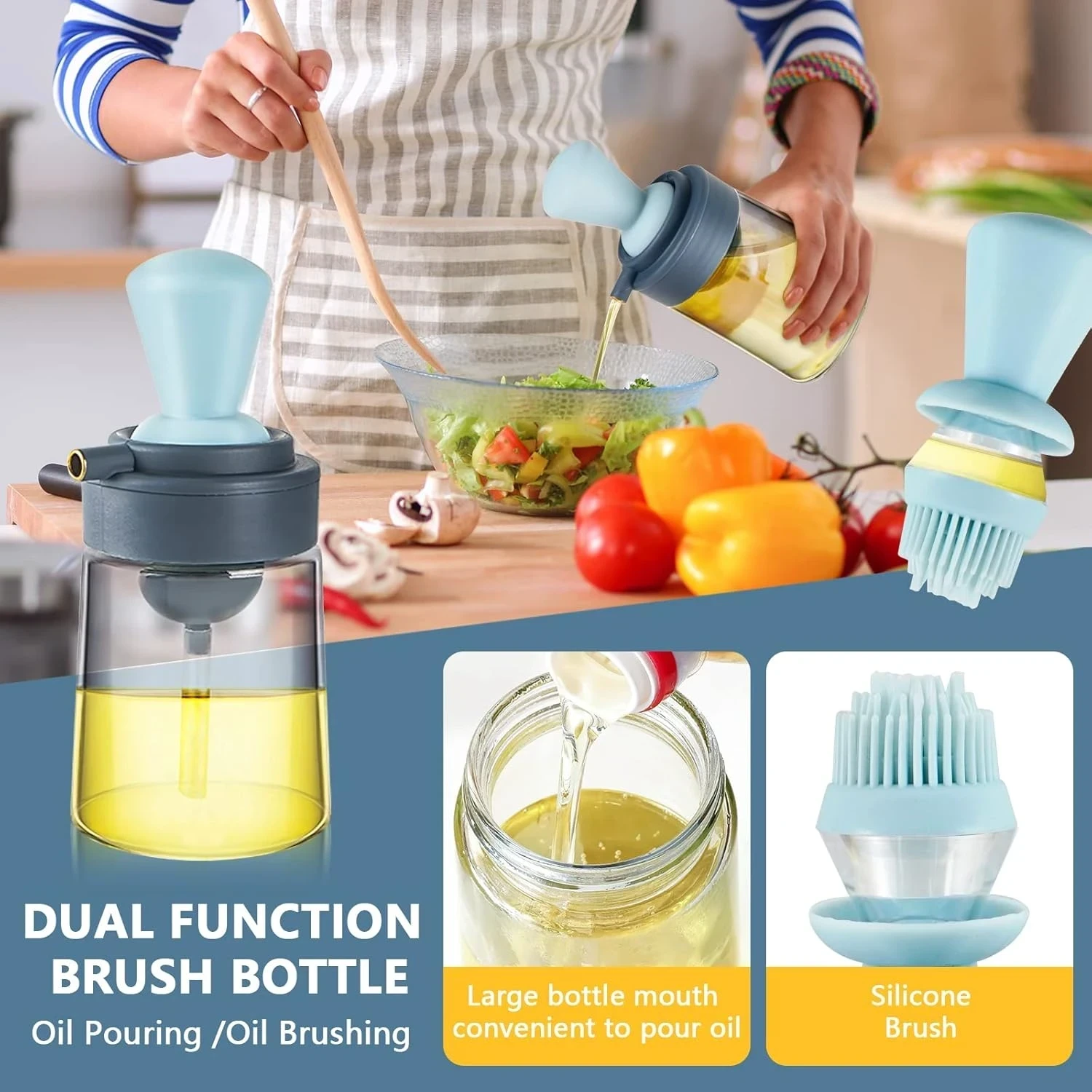 DISPENSADOR DE ACEITE PARA COCINA CON PINCEL SILICONADO 2