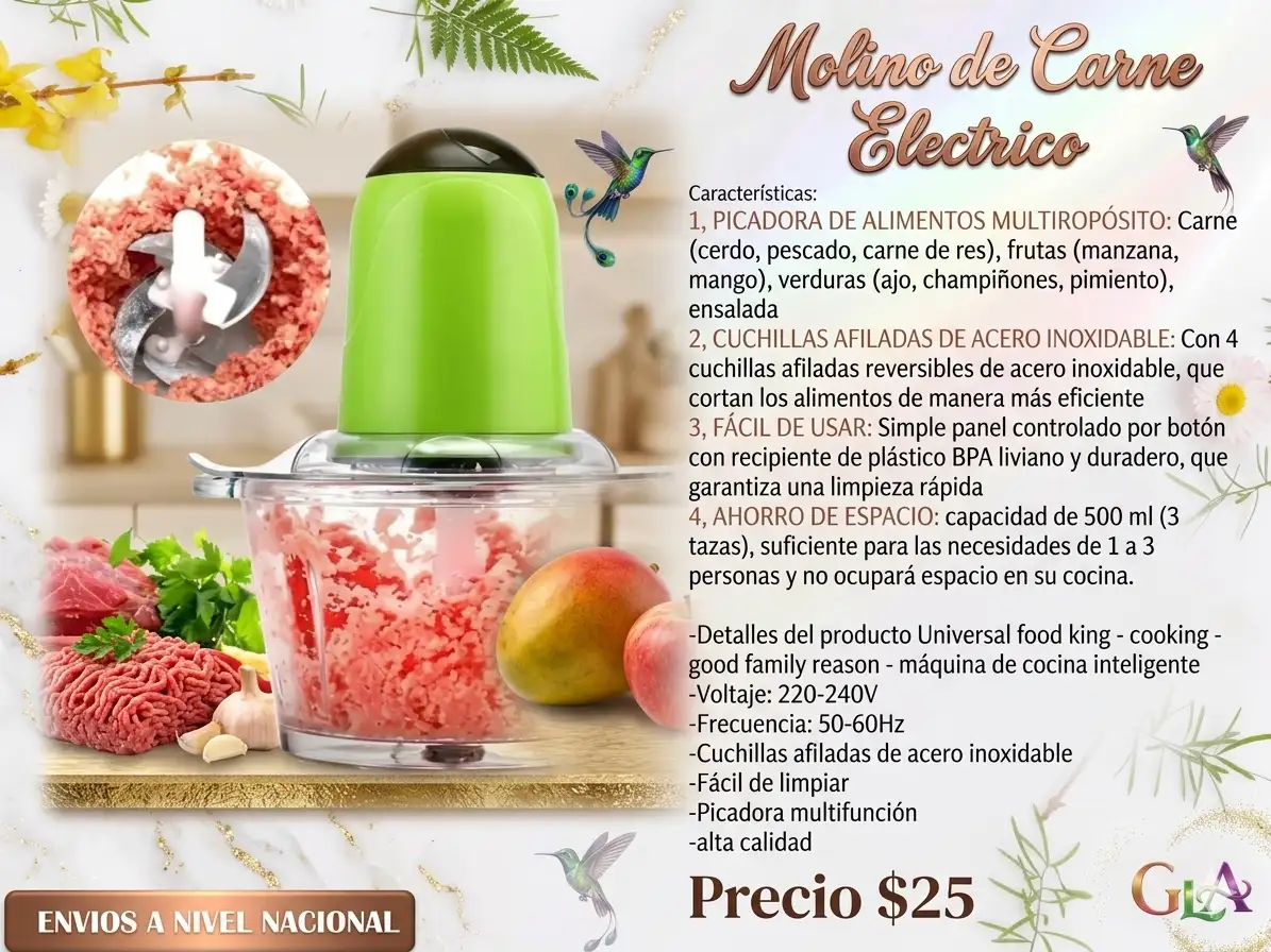 Molino metálico para picar verduras y carne
