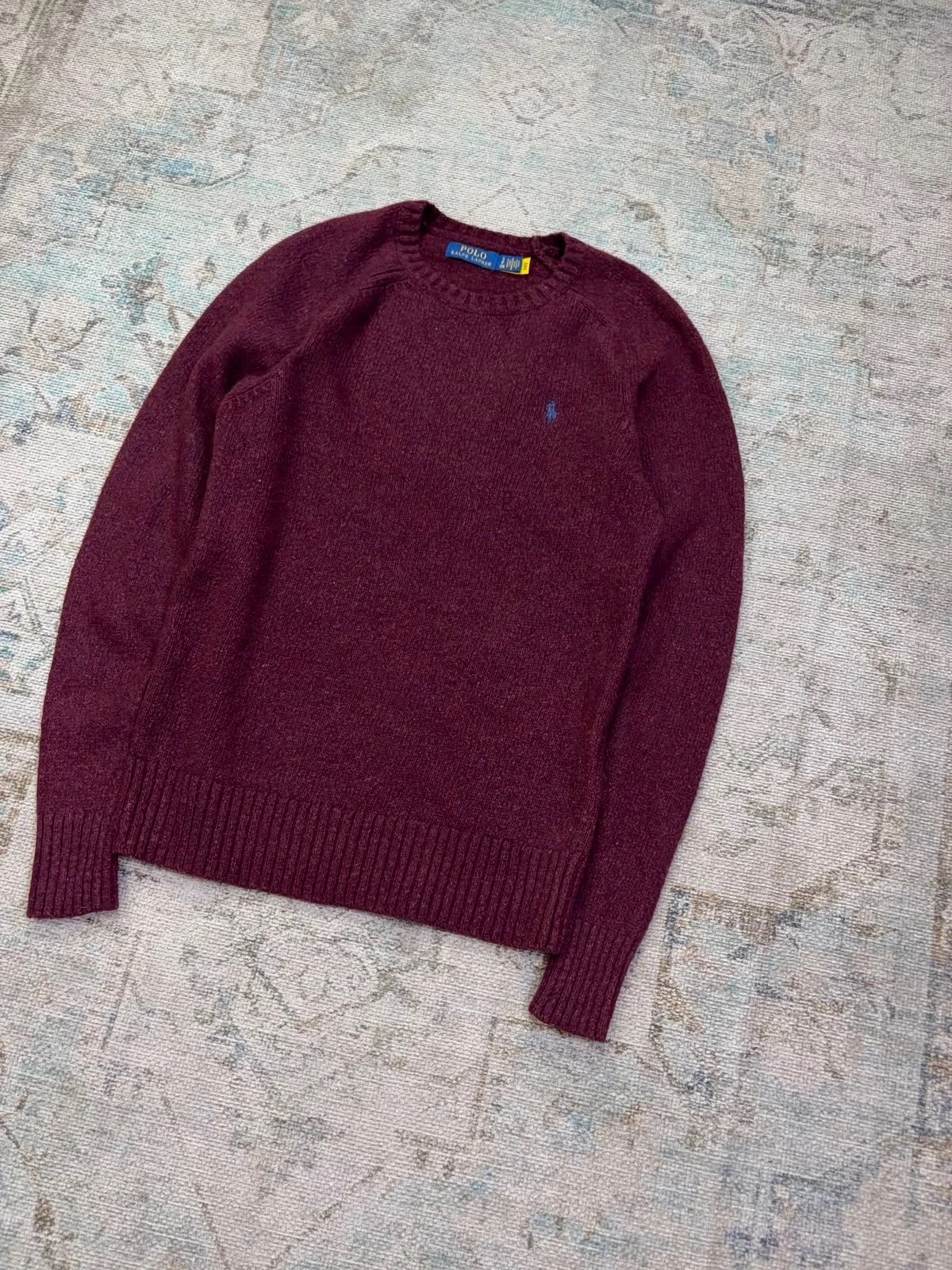 Sweater Polo Ralph Lauren Vino Tinto Lana Hombre Talla S 2