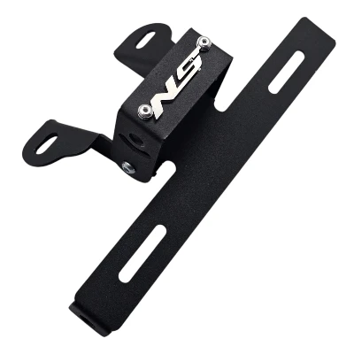NS 150 / NS 160 / NS 200 / Fender porta placa acero negro logo 3d cromado ML