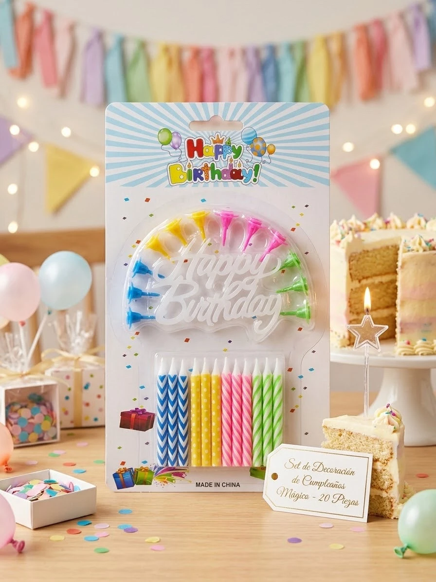 Paquete de velas con letrero 
