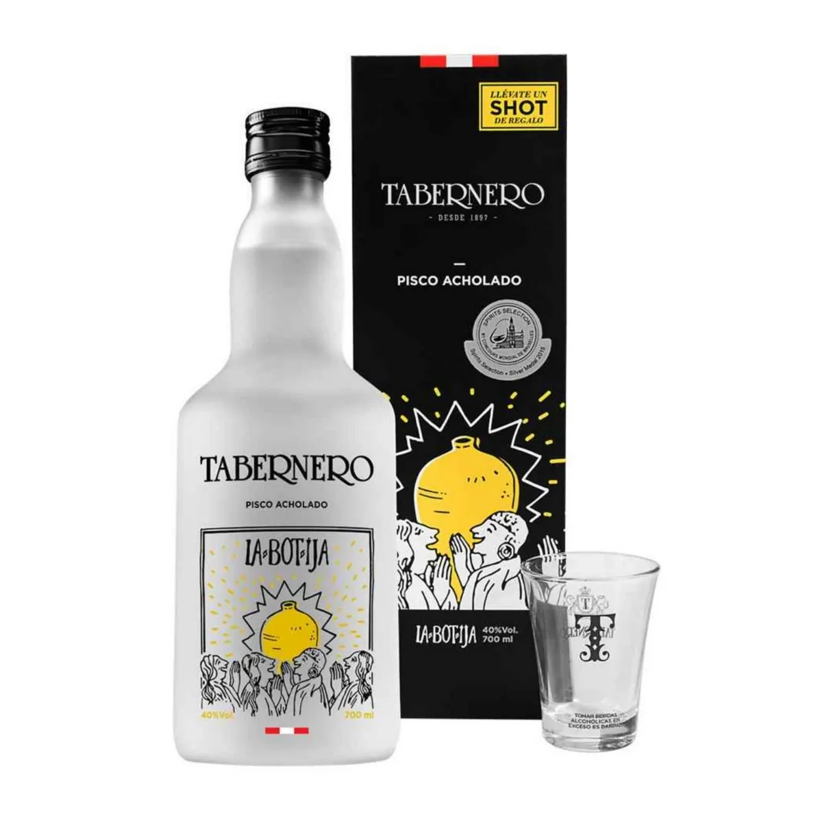 PISCO TABERNERO BOTIJA ACHOLADO CON SHOT