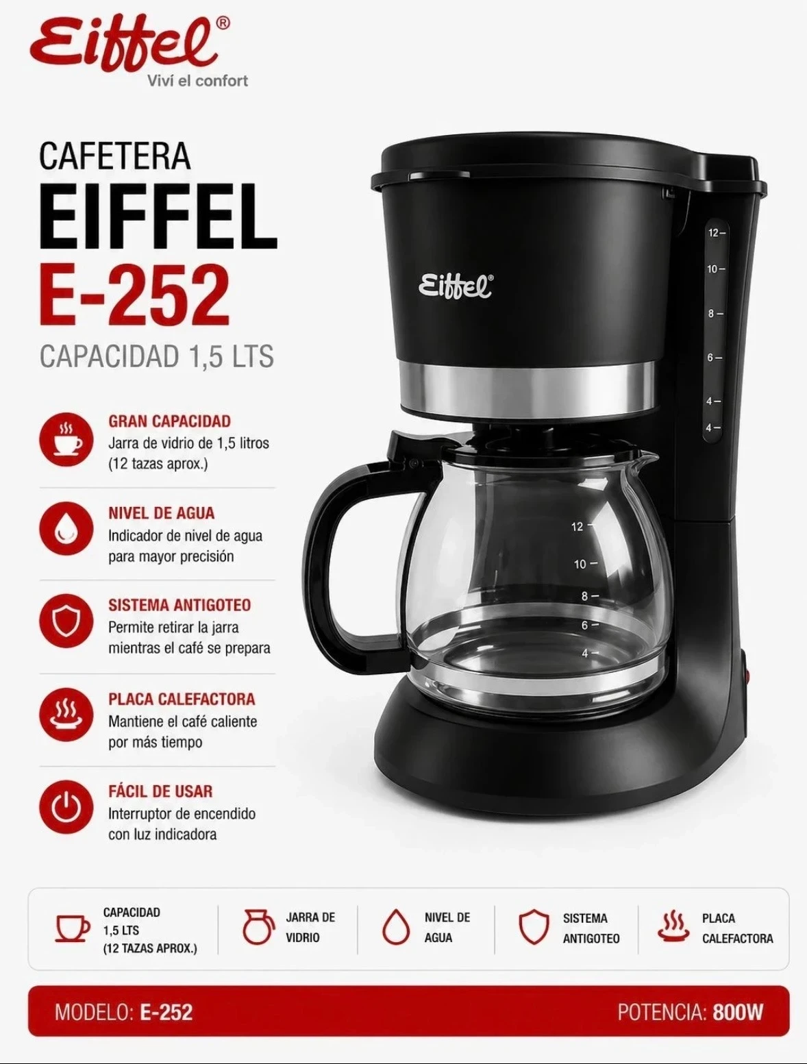 CAFETERA EIFFEL E-252 1,5LTS* E-252