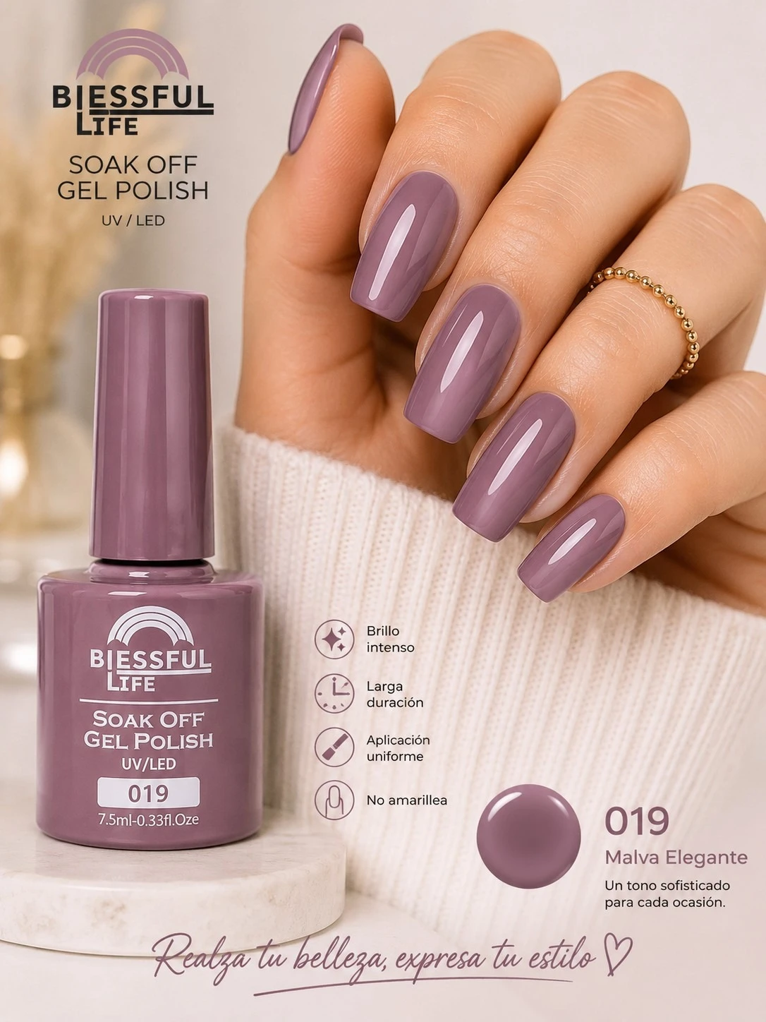 biessful life esmalte semi permanente tono 019