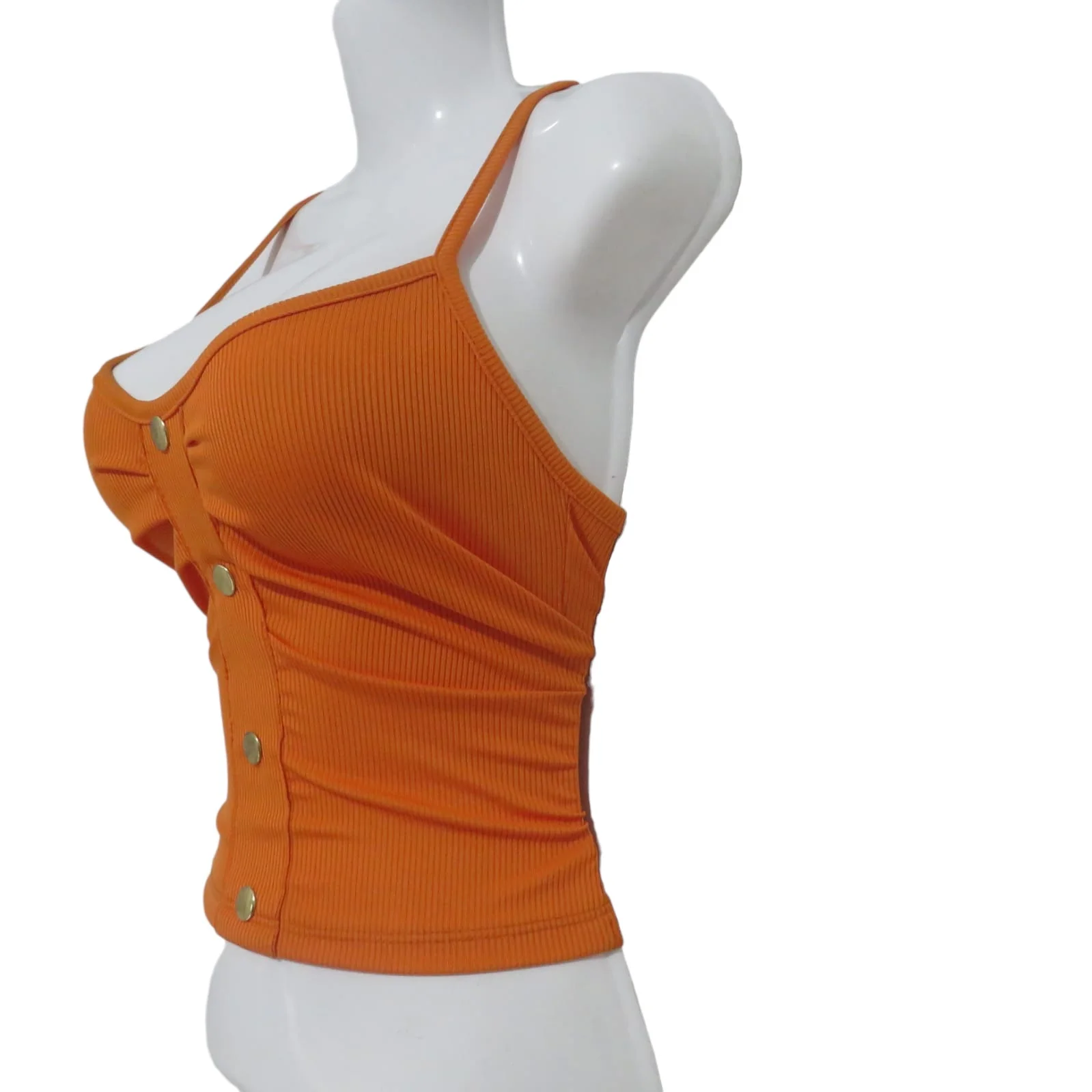 Crop top naranja con broches enfrente   2