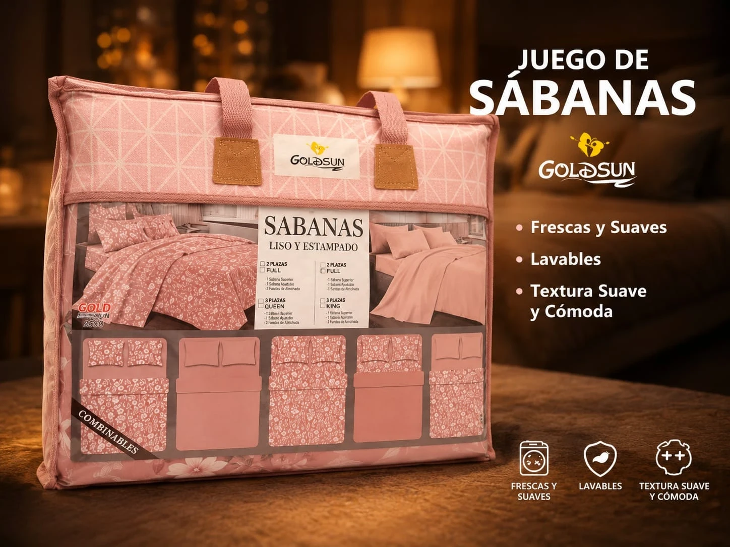 Sábana Goldsun 2 Juegos Liso/Estampado
