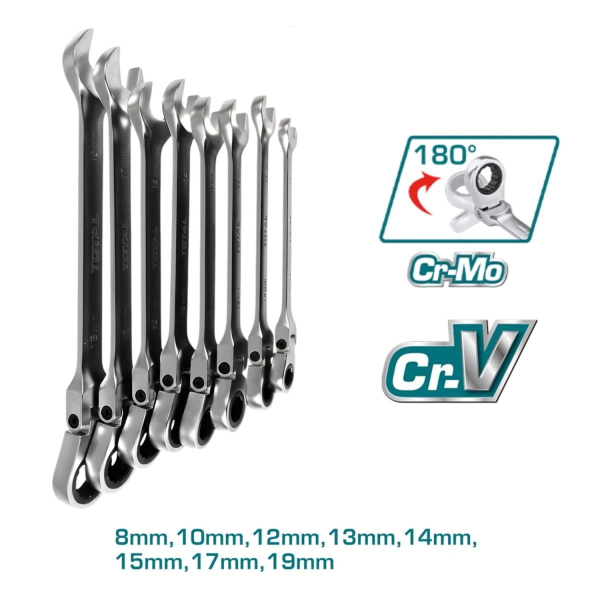 THT102RK586 Set de llaves combinadas con ratchet flexible 8pcs total 4