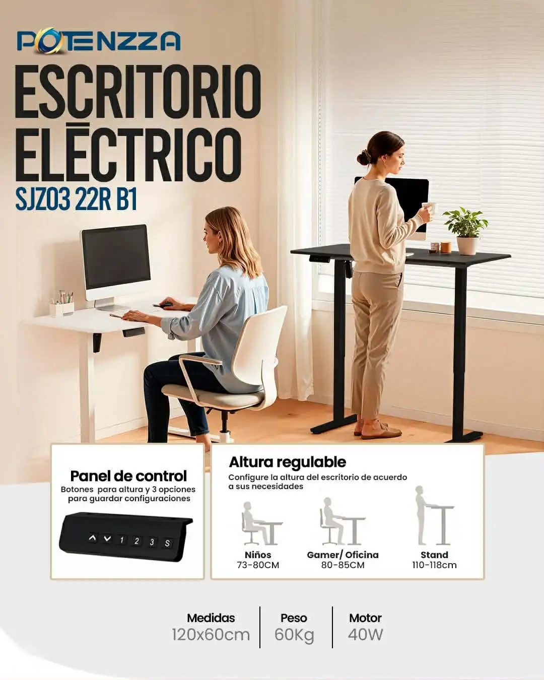 Escritorio electrico Potenzza SJZ03 22R B1 3