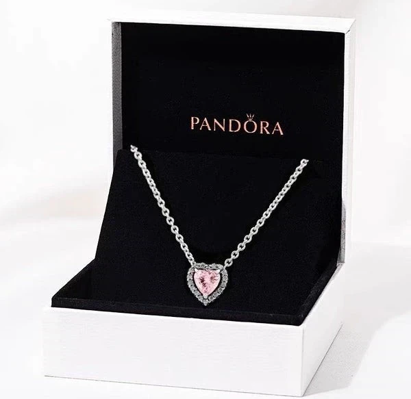 Collar Corazón Relieve Rosa Brillante  3