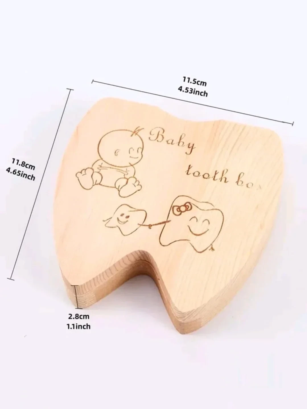 1 Pieza de madera Bebé Niños dientes caja de almacenamiento  4