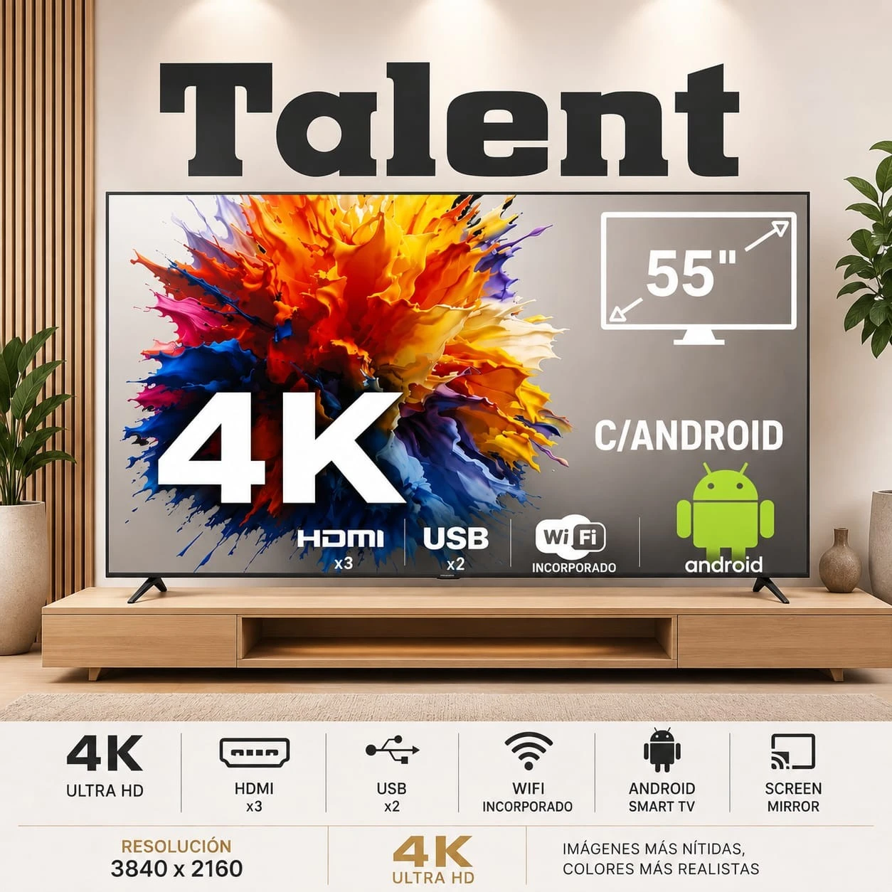 SMART TV 55" TALENT CON ANDROID 