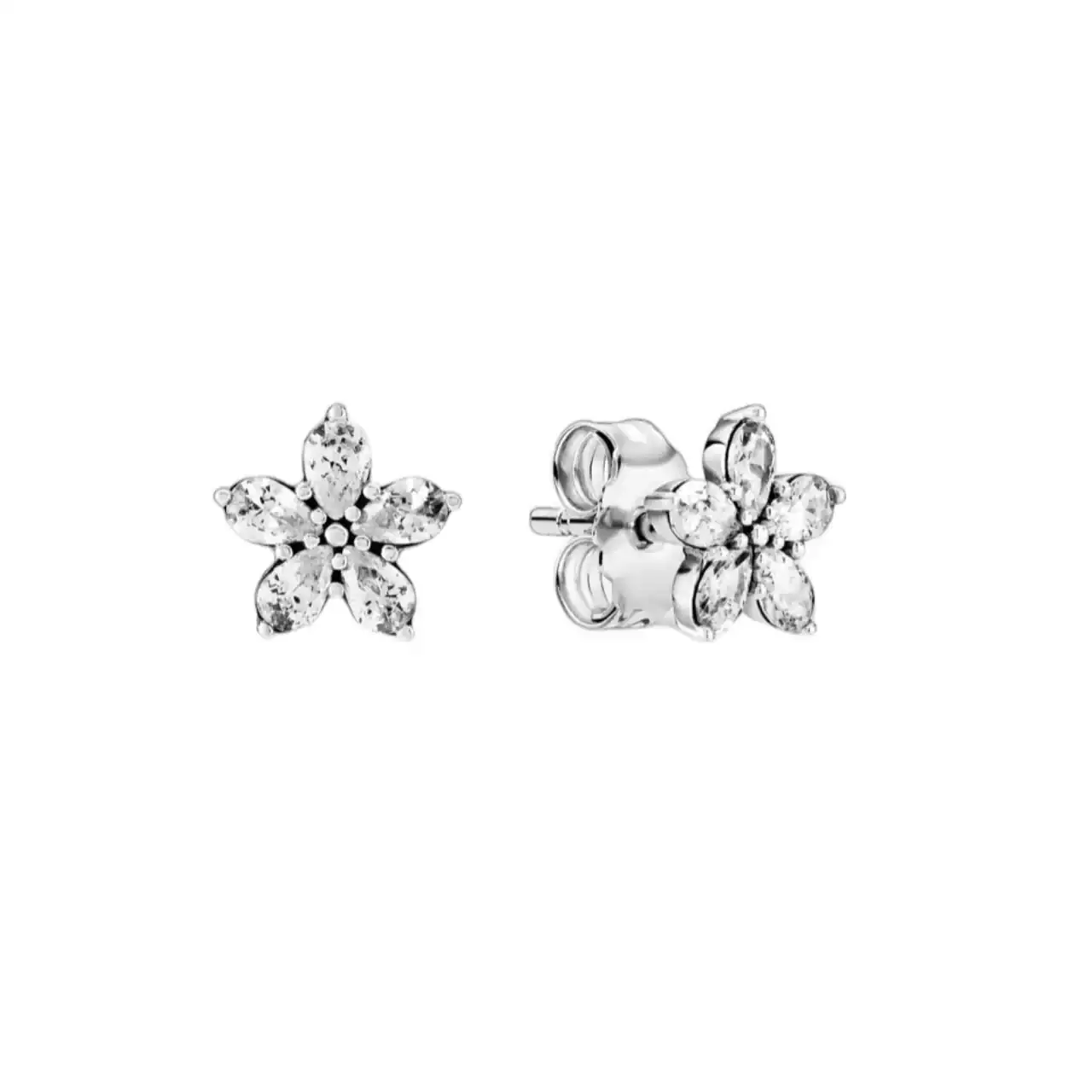 Pendientes De Boton Copo de Nieve Brillante 