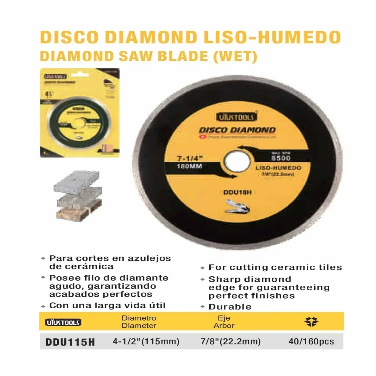 DISCO DIAMOND CONTINUO Ceramica UYUST 4 1/2" (115 mm)