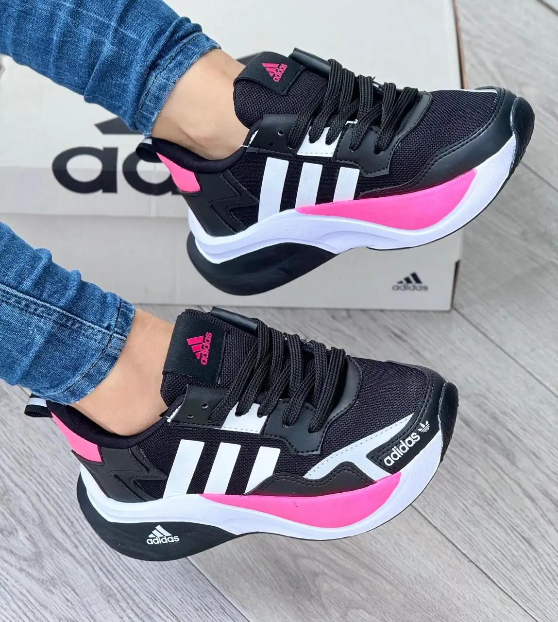 Tenis Adidas Bounce 2.0 Negro Rosa Dama 