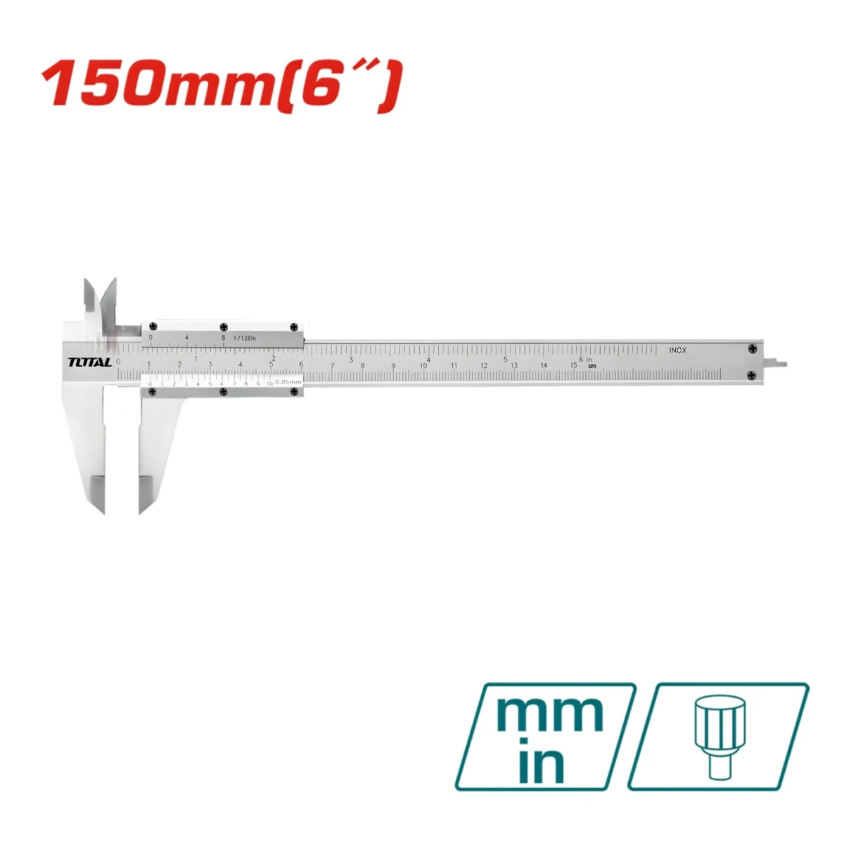 Calibrador manual (vernier) 150mm 6'' con estuche total