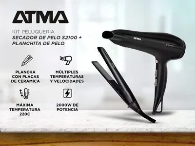 Combo Secador + Planchita Atma HOME SALON SET 2