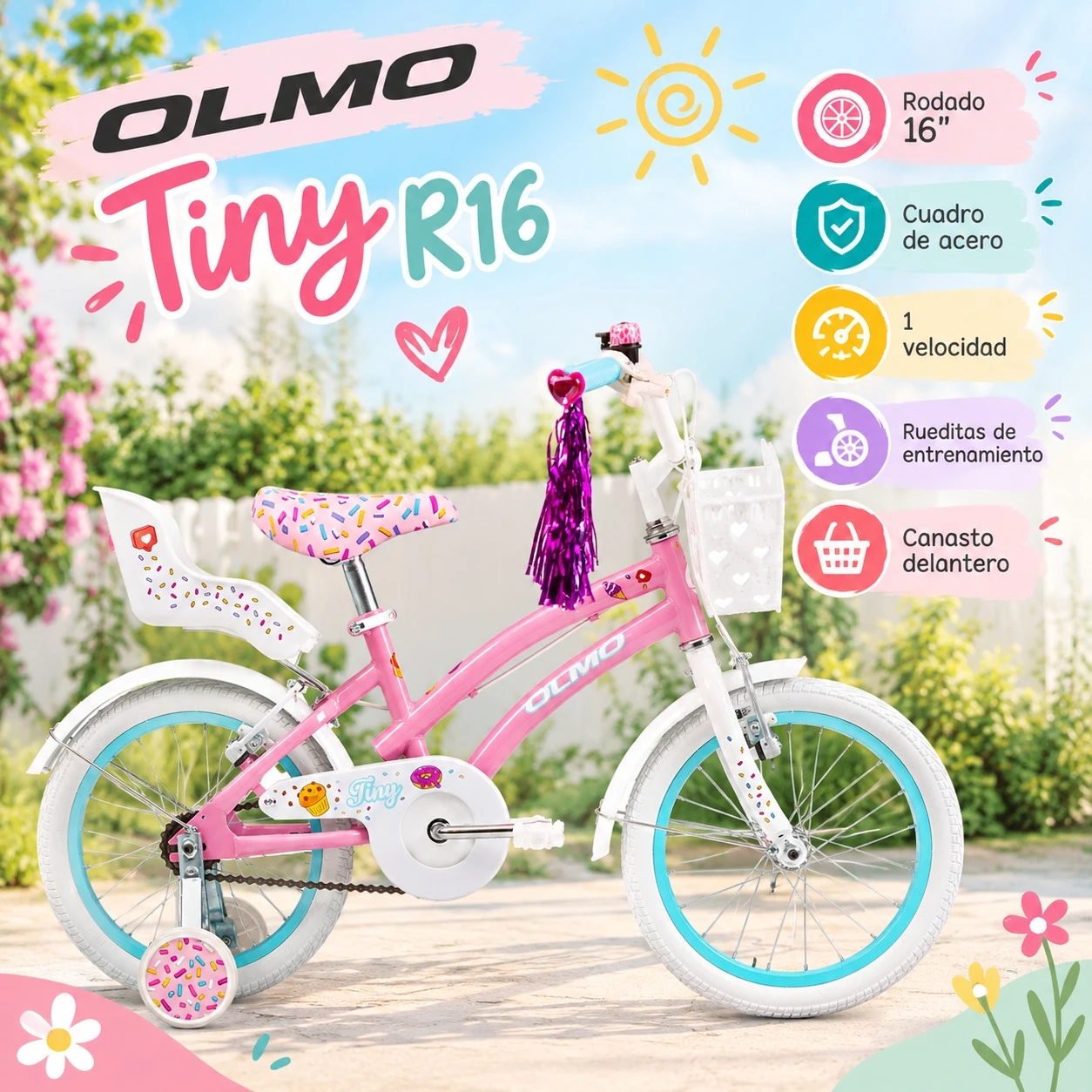 BICICLETA OLMO TINY R16 - ROSA