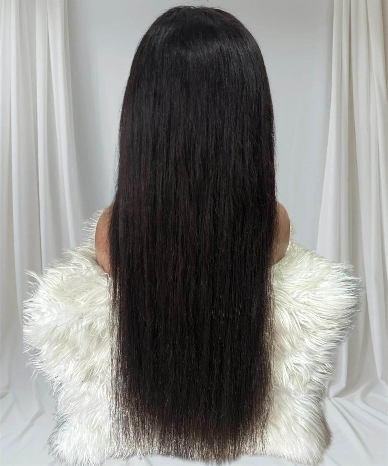 Peluca lisa cabello humano de 32 pulgadas, frontal lace 4x4, 180% densidad  4