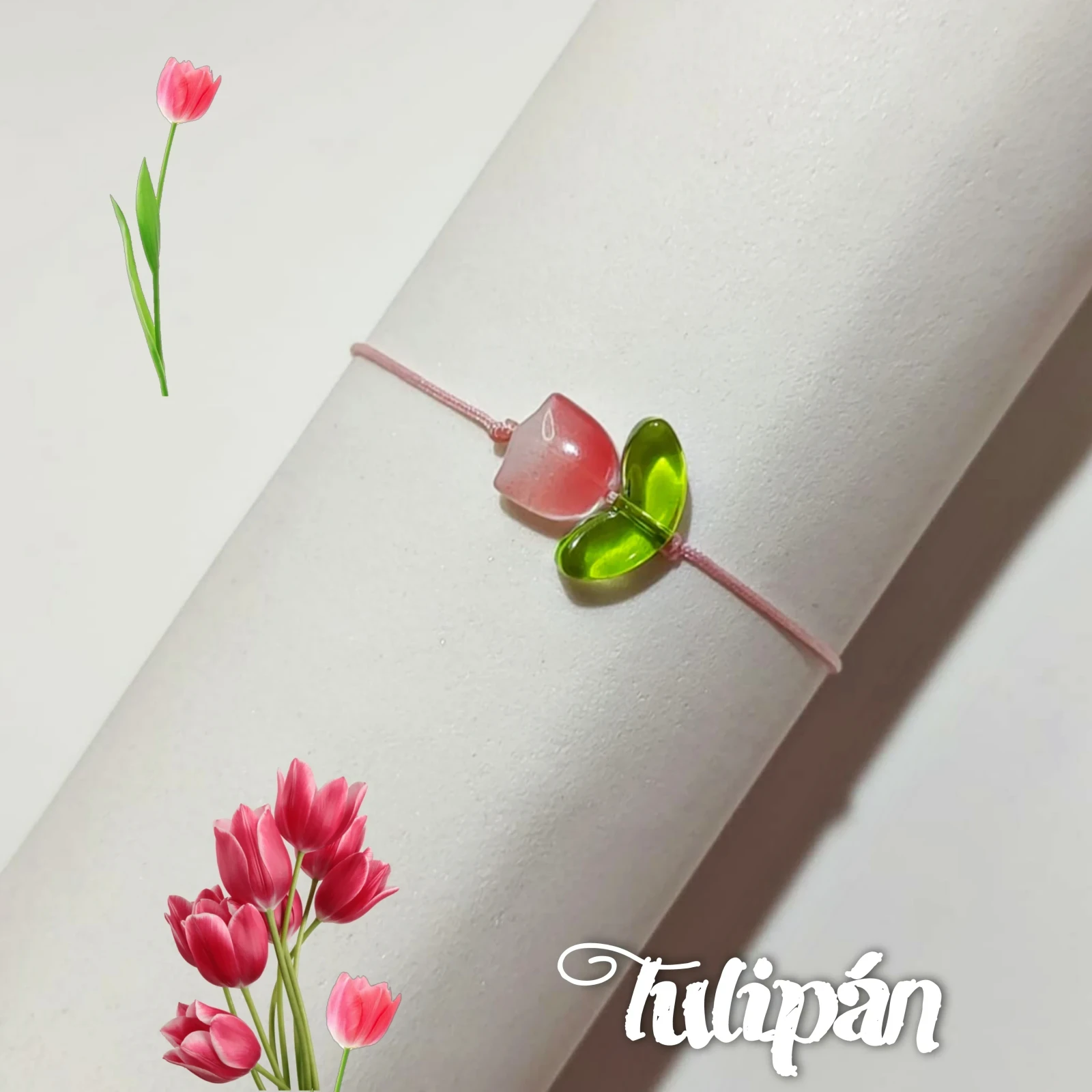 Pulsera de Tulipán Rosa Sencilla