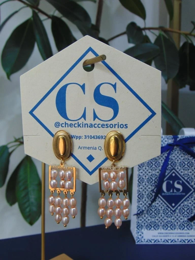 ARETE ACERO DOR LAGRIMAS PERLAS ROSA