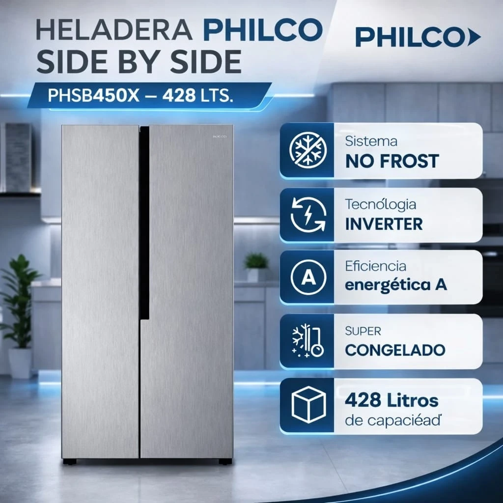 Heladera Side By Side Philco Inoxidable