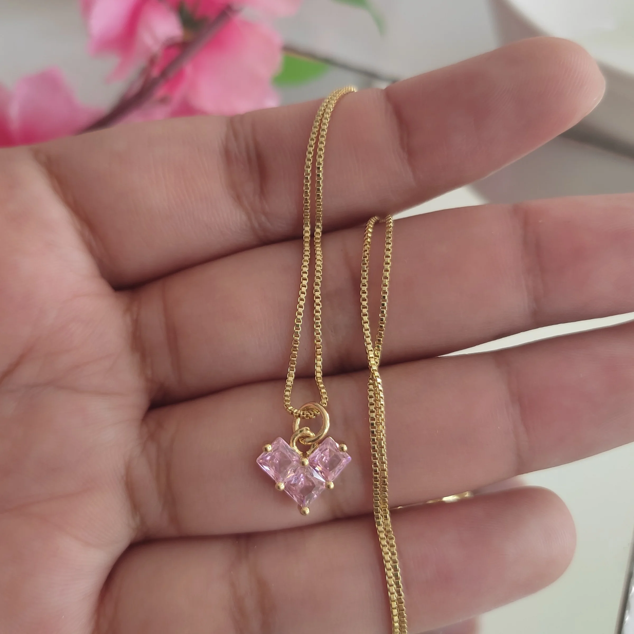 CADENA CORAZON ROSA 2