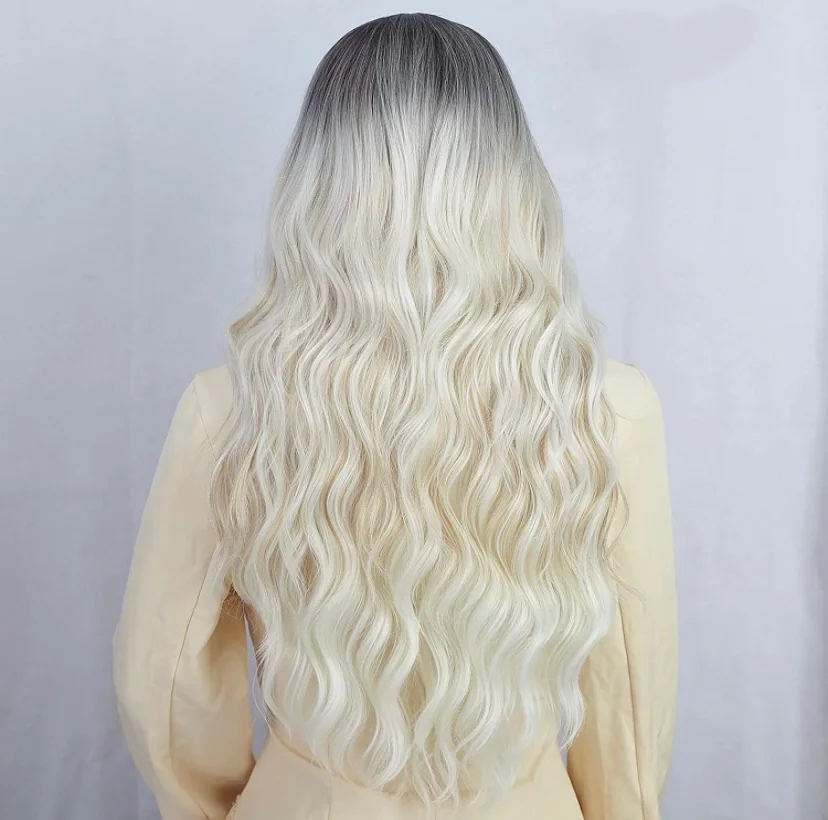 Peluca ombre negro h platino  3