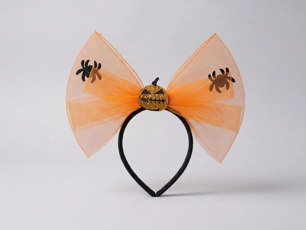Vincha Halloween moño tul con adorno  3