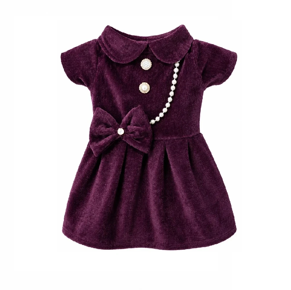 Vestido Charlotte con perlas guinda