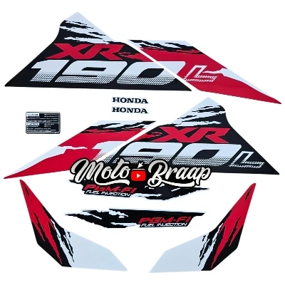 XR 190 L Calcomanias 2025 chispas negro Rojo blanco