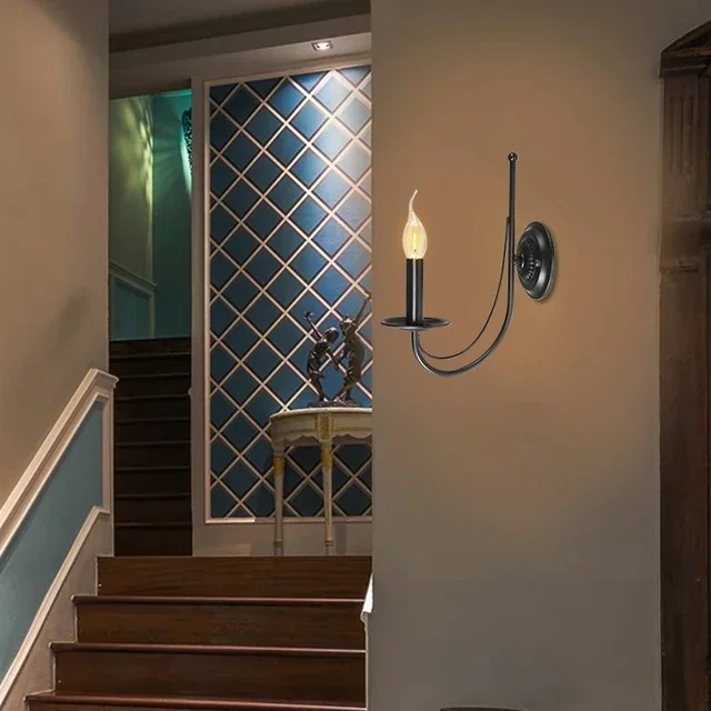 LAMPARA PARED NEGRA CANDELABRO 1L E24 2