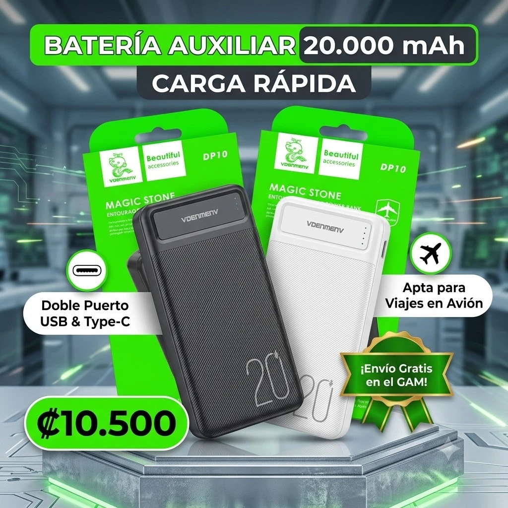 Batería Auxiliar VDENMENV DP10 de 20.000 mAh⚡