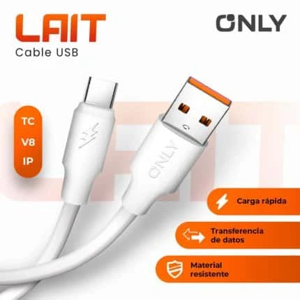 CABLE USB TIPO C MODO-128 LAIT – ONLY – BLANCO 2