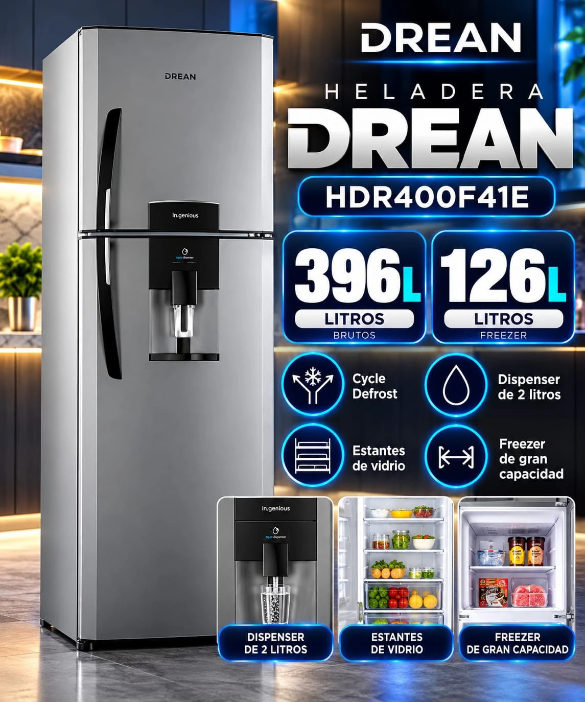 Heladera Drean HDR400F41E Matte Eco* 
