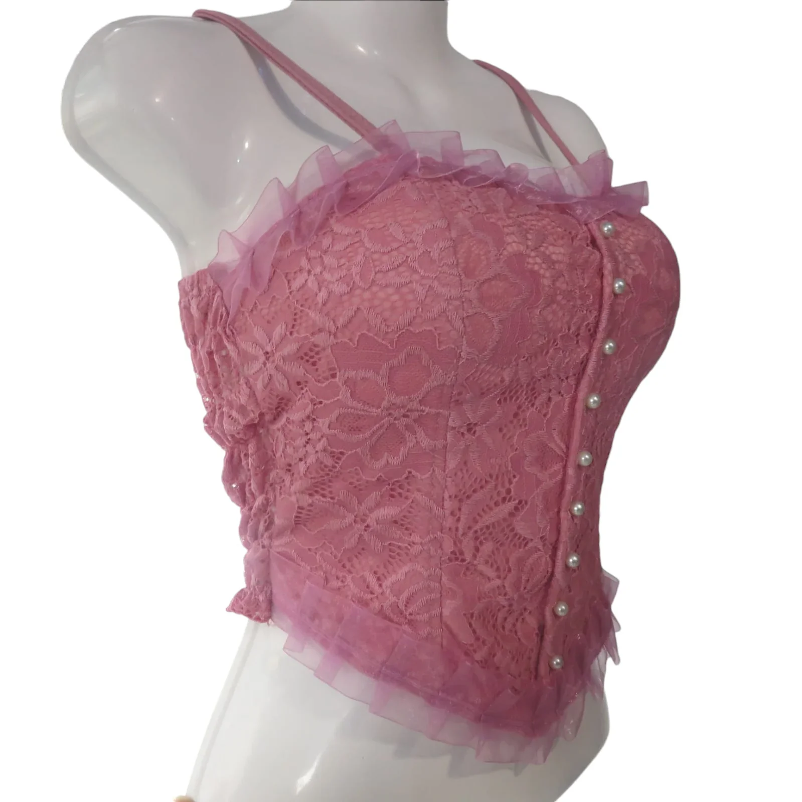 Crop top rosa perlas 4