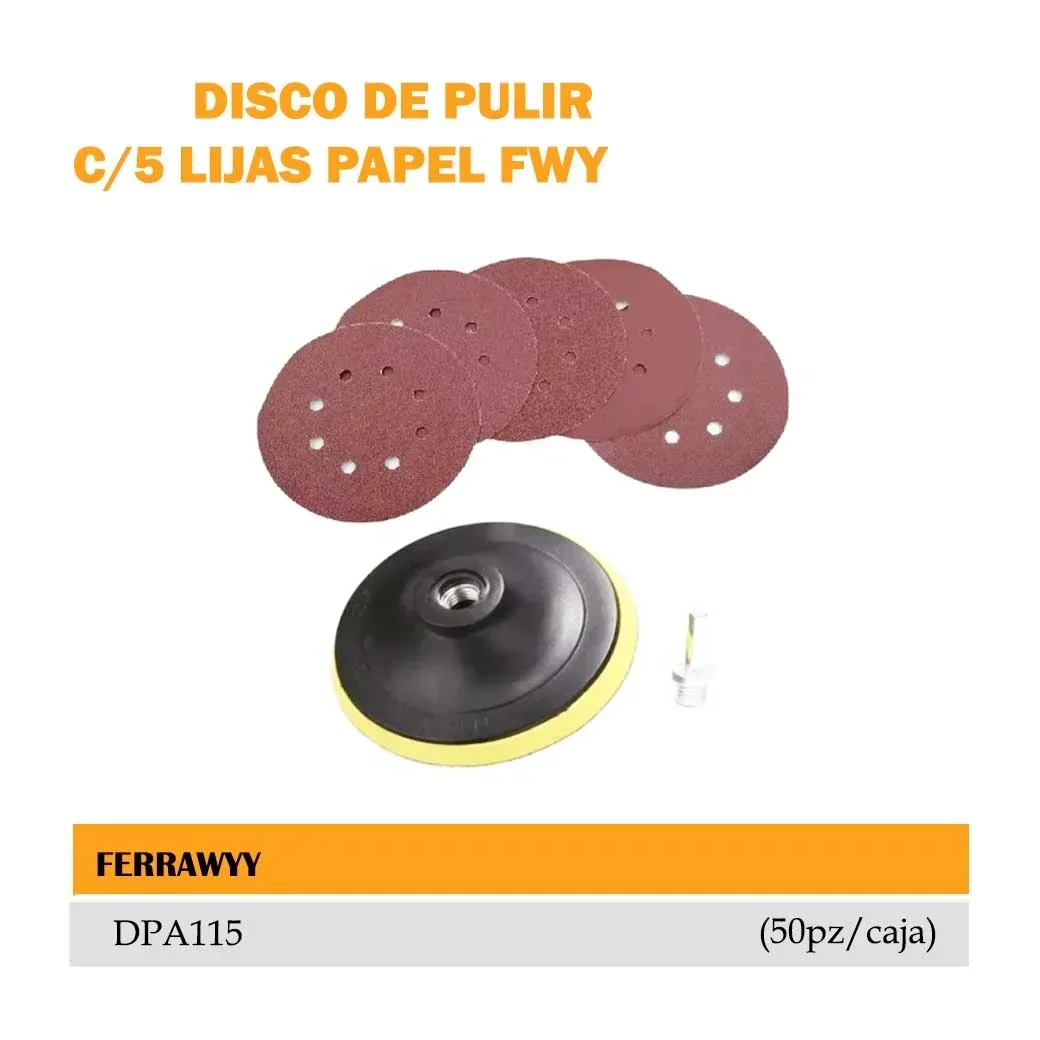 DISCO DE PULIR C/5 LIJAS PAPEL FWY 4 1/2"